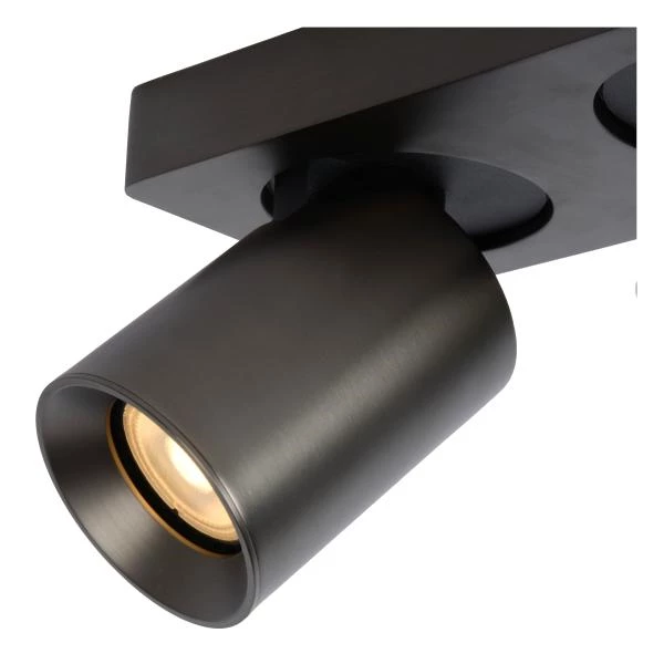 Lucide NIGEL - Plafondspot - LED Dim to warm - GU10 - 2x5W 2200K/3000K - Zwart Staal - detail 3